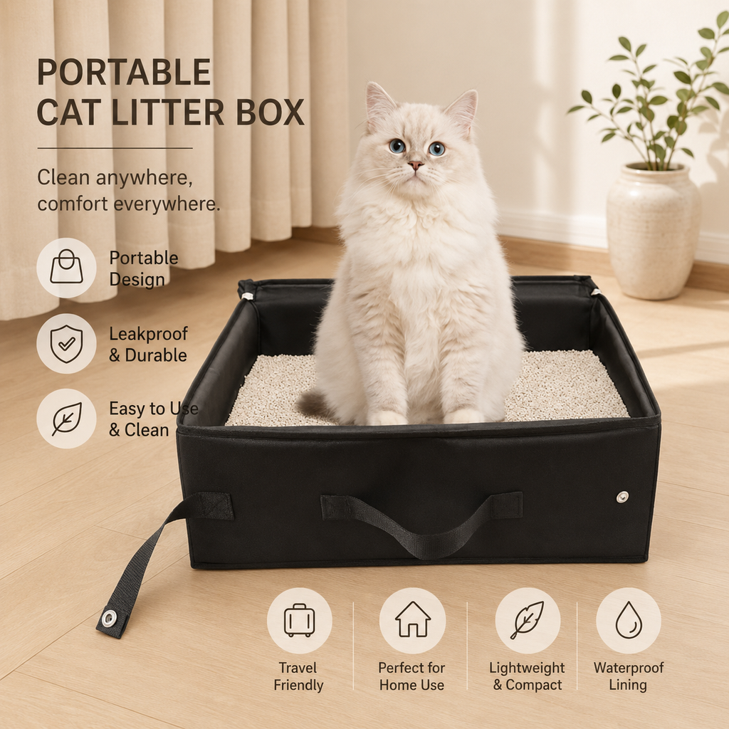 Portable Foldable Cat Litter Box - Travel & Outdoor
