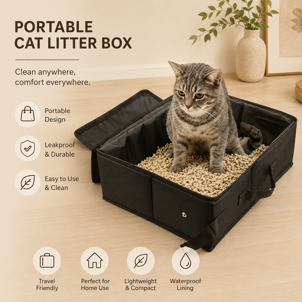Portable Foldable Cat Litter Box - Travel & Outdoor